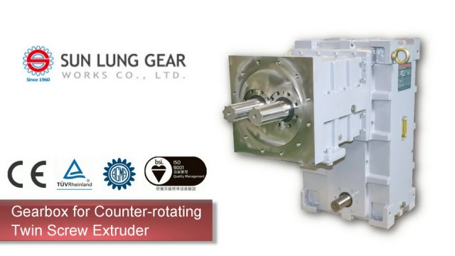 gearbox for counter rotating conical twin screw extruder